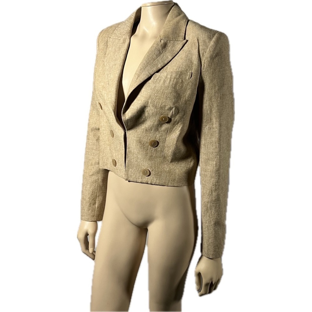 NWT L’AGENCE Inez Crop Blazer Linen blend double breasted hook